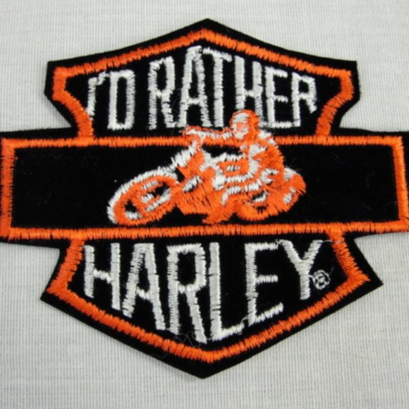VTG AUTH HARLEY DAVIDSON I'D RATHER HARLEY PATCH - Picture 1 of 4